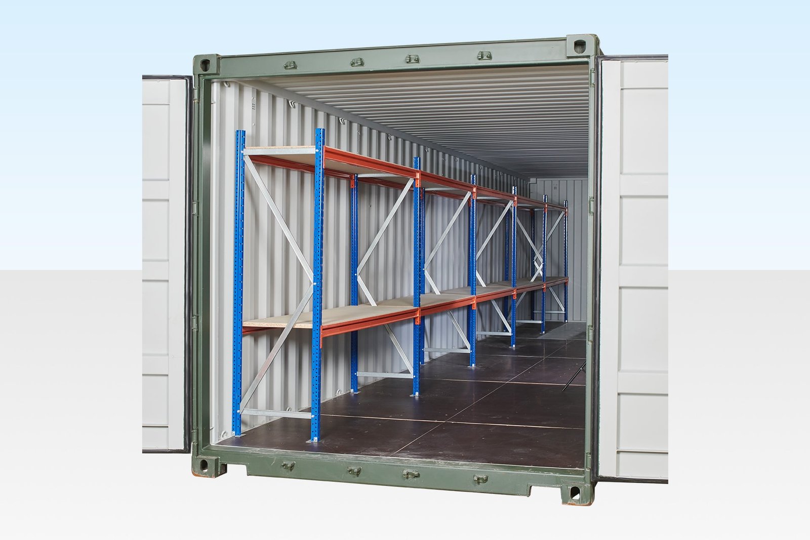 Container Racking – Adjustable, Heavy Duty Two Tier (5 Bays) Container Racking – Adjustable, Heavy Duty Two Tier (5 Bays) - Image 1