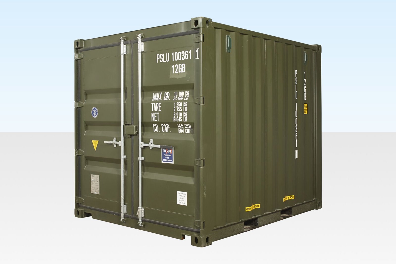10ft x 8ft Shipping Container (One Trip) Green (RAL 6007) 10ft x 8ft Shipping Container (One Trip) Green (RAL 6007) - Image 1