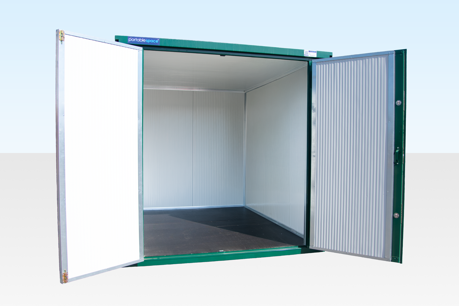 Insulated 3m XL Double Door Flat Pack Store (RAL6005) – Green Insulated 3m XL Double Door Flat Pack Store (RAL6005) – Green - Image 1