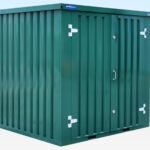 2m Flat Pack Storage Container – Powder Coated Green