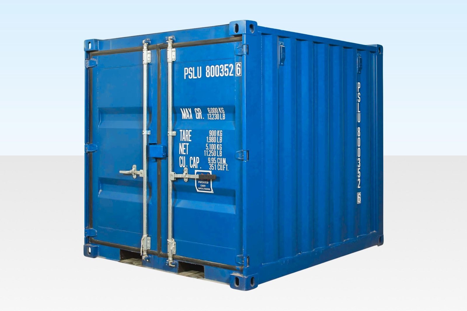 8ft Shipping Container (One Trip) Light Blue (RAL 5010) 8ft Shipping Container (One Trip) Light Blue (RAL 5010) - Image 1